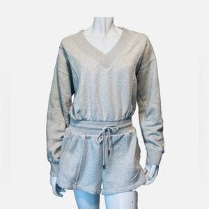 Free People FP Movement Gray Long-Sleeve Intercept Romper Small